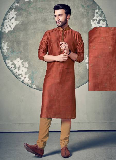 Red Colour Traditional Poly Digital Print Party Wear Kurta Pajama Mens Collection ERD-KP-4